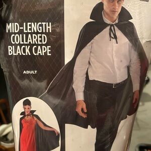 Mid-Length Collared Black Cape